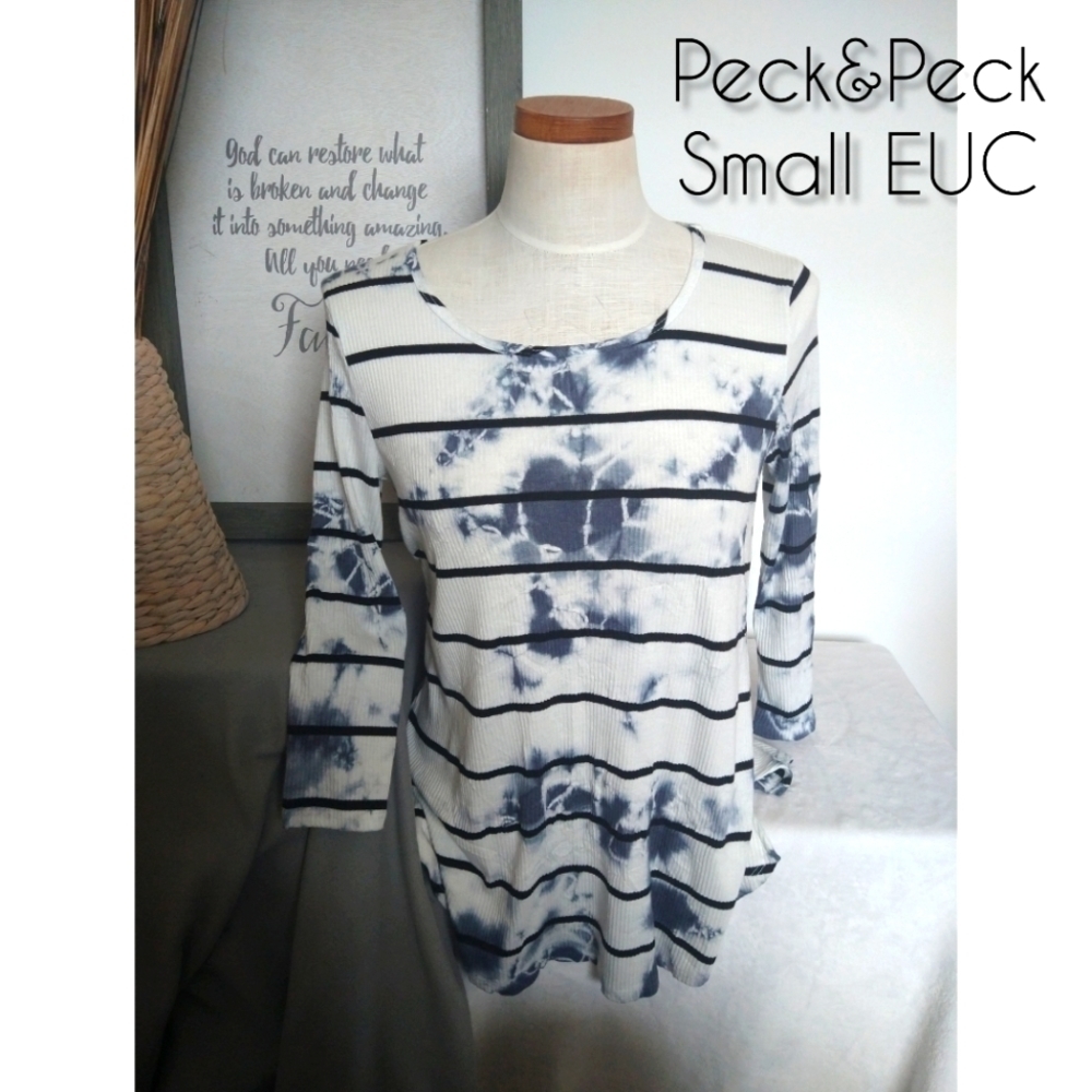 Peck & Peck Striped Blue TyeDye Small Top